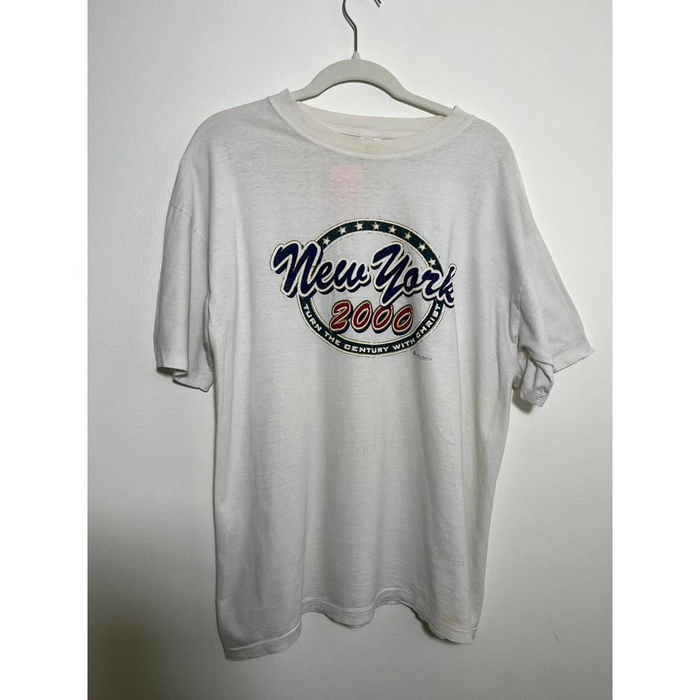 Vintage New York 2000 Turn the Century with Christ T-Shirt White‎ Y2K Religious